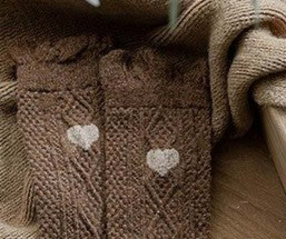 Heart And Diamond Pattern Tube Socks In Brown - Picture 2 of 7